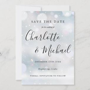 Winter Snowflakes Elegant Script Save the Date