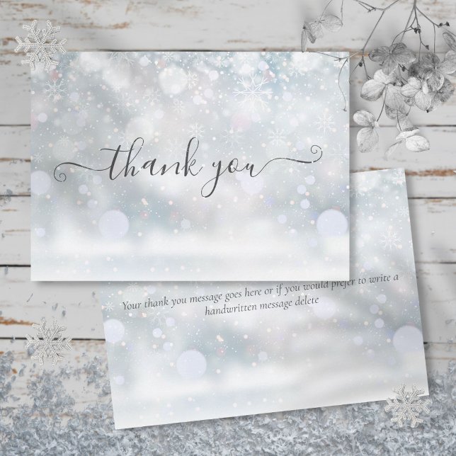 Winter Snowflakes Elegant Script Thank You Card (Winter Snowflakes Elegant Script Thank You Card)