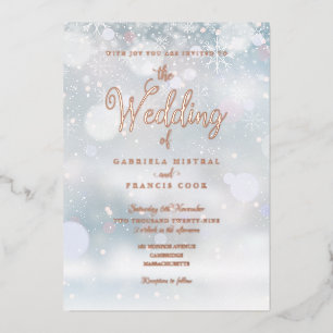 Winter Snowflakes Elegant Script Wedding