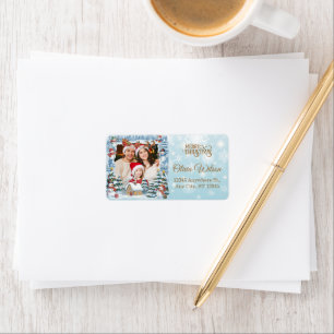 Winter Snowflakes Family Photo Christmas Address Label