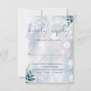 Winter Snowflakes Floral Wedding RSVP Card