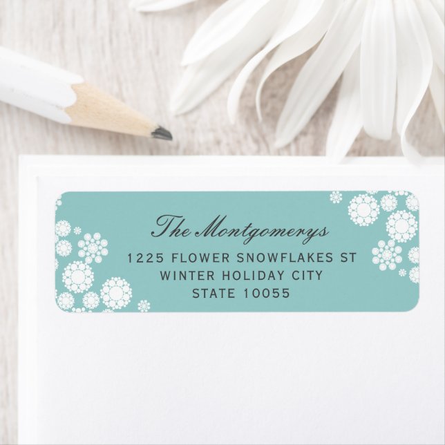 Winter Snowflakes Flowers Elegant Holiday Address Return Address Label (Insitu)