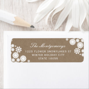 Winter Snowflakes Flowers Kraft Holiday Address Return Address Label