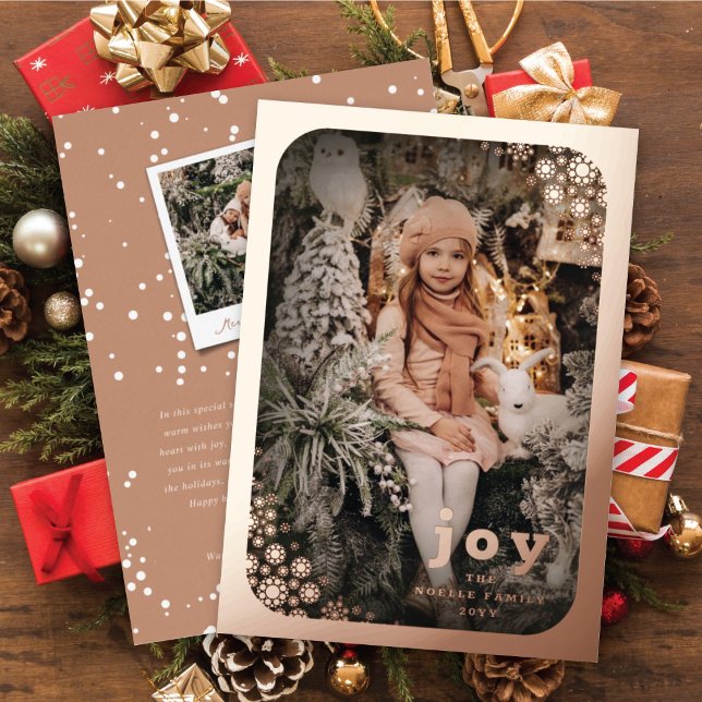 Winter Snowflakes Frame Happy Holidays Elegant Foil Holiday Card (Creator Uploaded)