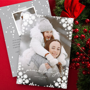 Winter Snowflakes Frame Happy Holidays Elegant Holiday Card