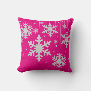 Winter Snowflakes Fuchsia Cushion