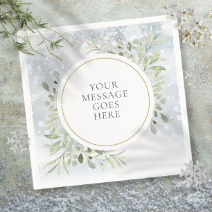 Winter Snowflakes Greenery Foliage Napkin