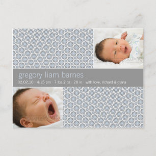 Winter Snowflakes Grey • Baby Announcement Postcard