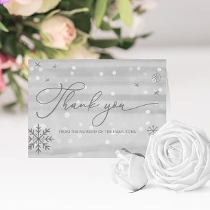 Winter Snowflakes Grey Baby Shower Thank You
