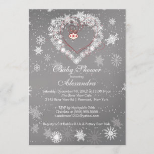 Winter Snowflakes Heart Baby Shower Invitation