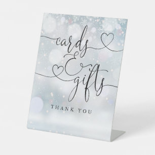Winter Snowflakes Heart Script Cards And Gifts Pedestal Sign