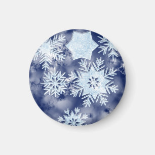 Winter Snowflakes Icy Blue Magnet