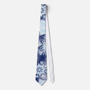 Winter Snowflakes Icy Blue Tie