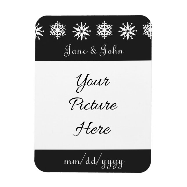 Winter Snowflakes in Black Save-the-Date Magnet (Vertical)