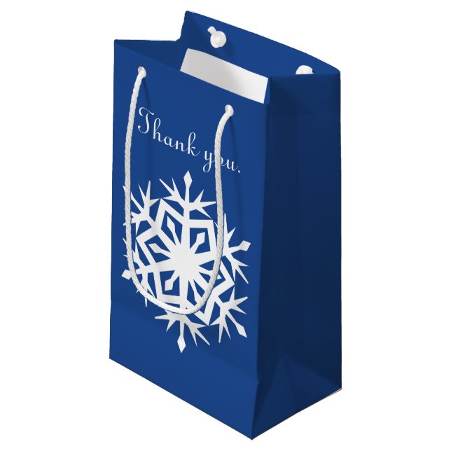 Winter Snowflakes in Blue Gift Bag (Front Angled)