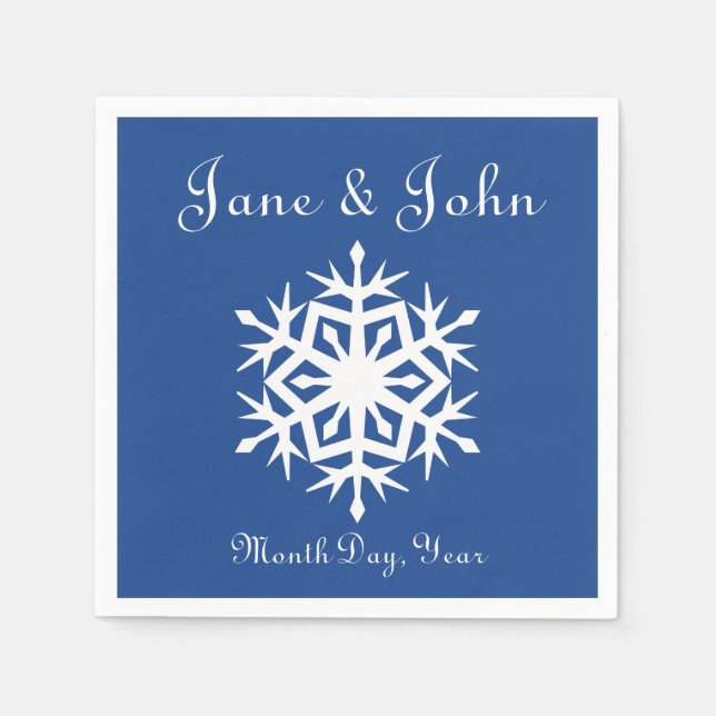 Winter Snowflakes in Blue Napkins (Front)