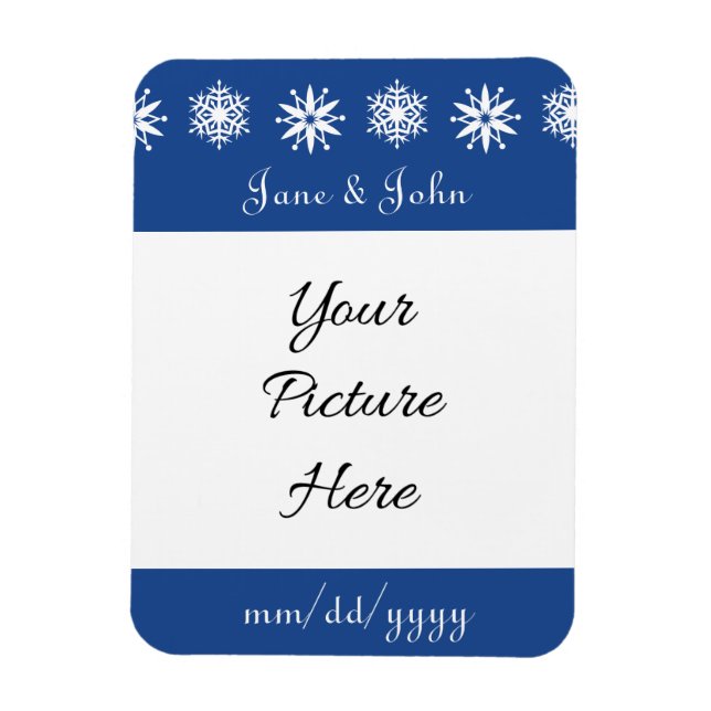 Winter Snowflakes in Blue Save-the-Date Magnet (Vertical)
