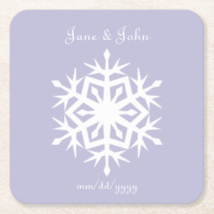 Winter Snowflakes in Lavender Paper Coaster