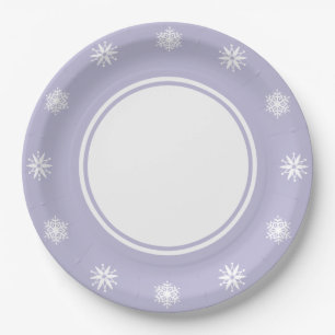 Winter Snowflakes in Lavender Paper Plate