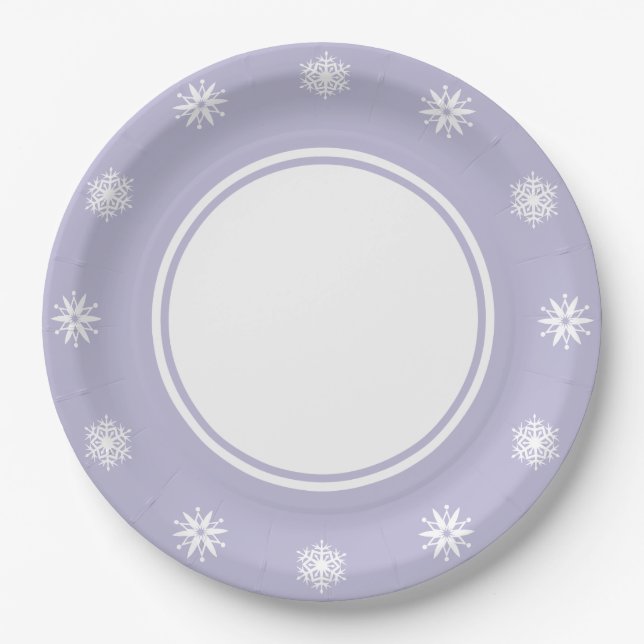 Winter Snowflakes in Lavender Paper Plate (Front)