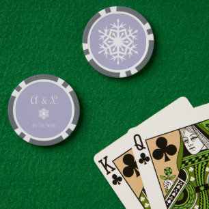 Winter Snowflakes in Lavender Poker Chips