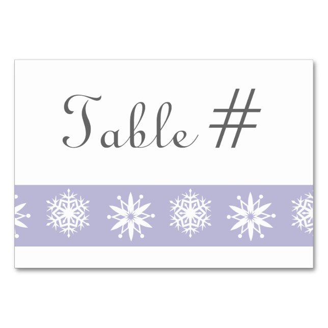 Winter Snowflakes in Lavender Table Card (Front)