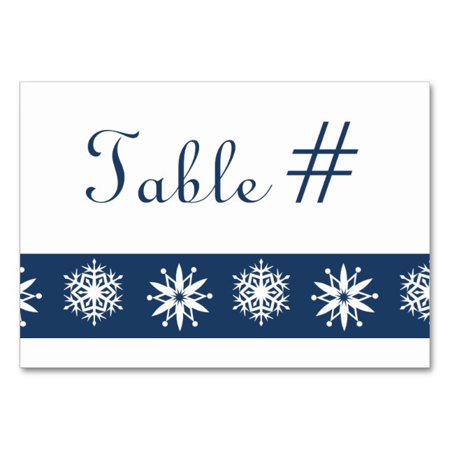 Winter Snowflakes in Navy Table Card (Front)