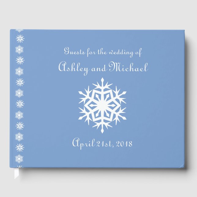 Winter Snowflakes in Periwinkle Guest Book (Front)