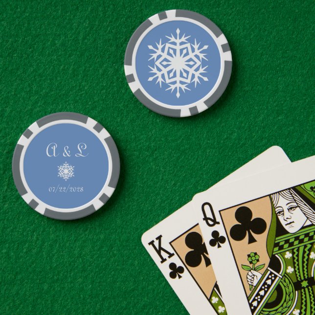 Winter Snowflakes in Periwinkle Poker Chips (Poker Table (Double))
