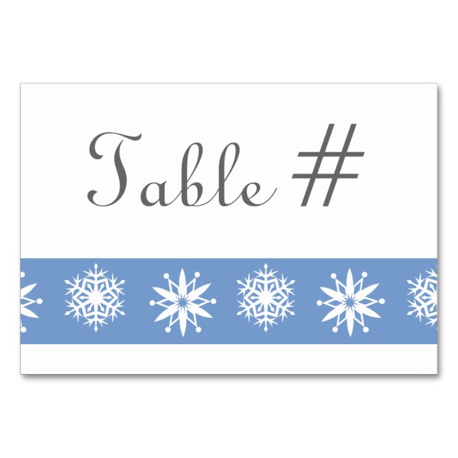 Winter Snowflakes in Periwinkle Table Card (Front)
