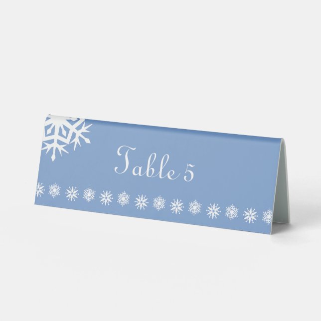 Winter Snowflakes in Periwinkle Table Tent Sign (Front)