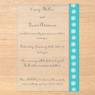 Winter Snowflakes in Turquoise Acrylic Wedding Invitations