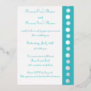Winter Snowflakes in Turquoise Foil Invitation