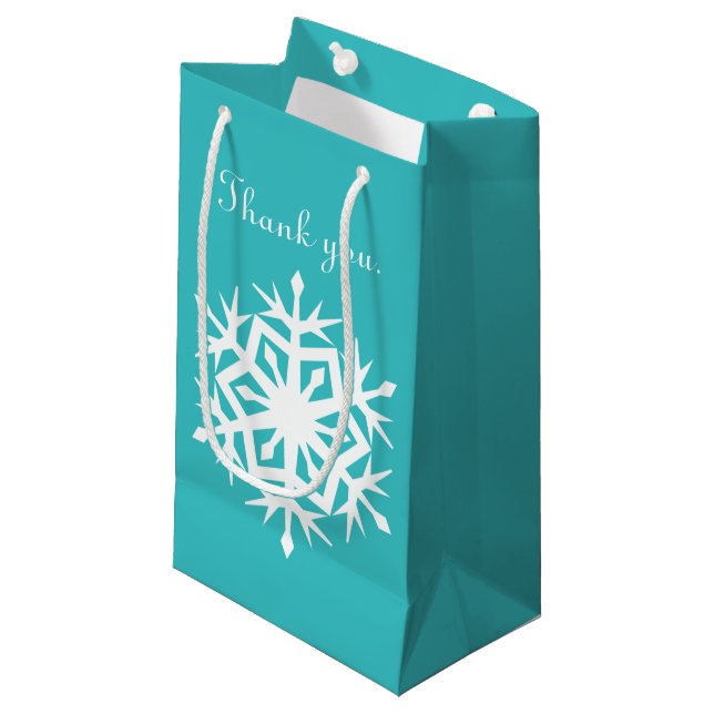 Winter Snowflakes in Turquoise Gift Bag (Front Angled)