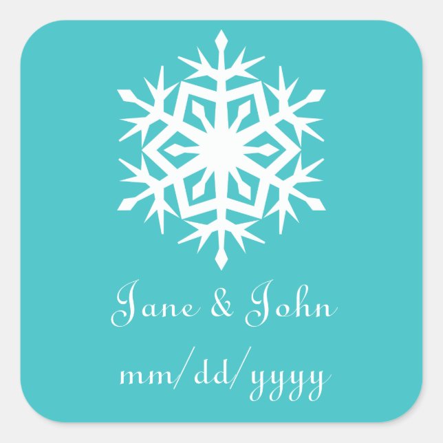 Winter Snowflakes in Turquoise Sticker (Front)