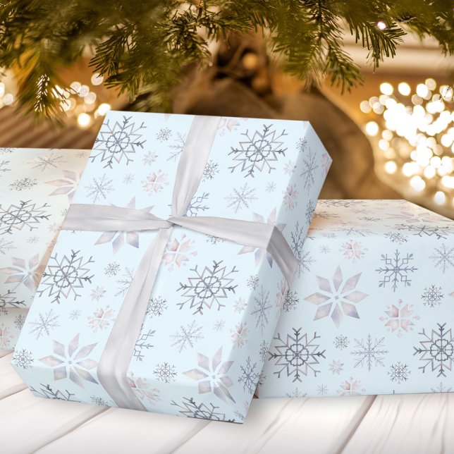 Winter Snowflakes Light Blue Christmas Wrapping Paper (Winter Snowflakes Light Blue Christmas Wrapping Paper)