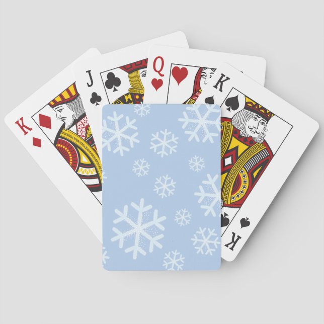 Winter Snowflakes on Light Blue Playing Cards (Back)