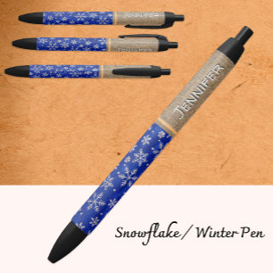 Winter Snowflakes Pen, Christmas, Elegant Name Black Ink Pen