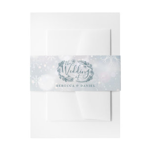 Winter Snowflakes Rustic Floral Wedding Invitation Belly Band