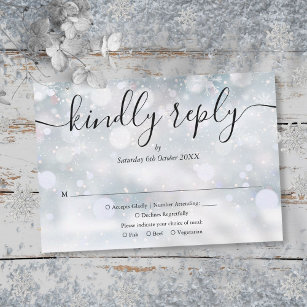 Winter Snowflakes Script Kindly Reply RSVP Card
