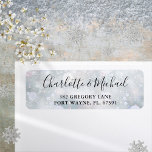 Winter Snowflakes Script Wedding Return Address Return Address Label<br><div class="desc">Elegant signature script winter snowflakes return address personalised with signature style names and address details. Designed by Thisisnotme©</div>
