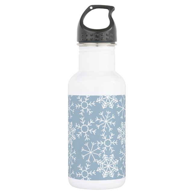 Winter SNOWFLAKES seamless pattern + your ideas 532 Ml Water Bottle (Front)