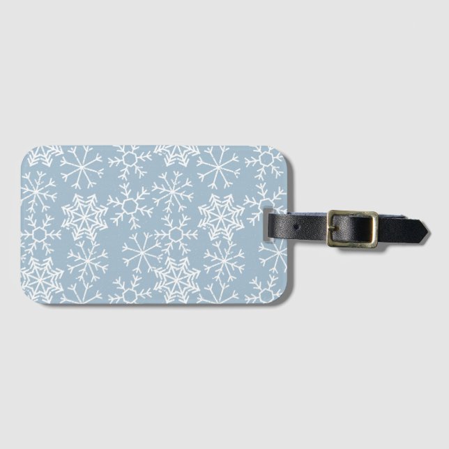 Winter SNOWFLAKES seamless pattern + your ideas Luggage Tag (Front Horizontal)
