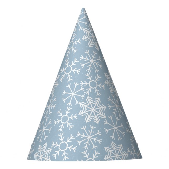 Winter SNOWFLAKES seamless pattern + your ideas Party Hat (Front)