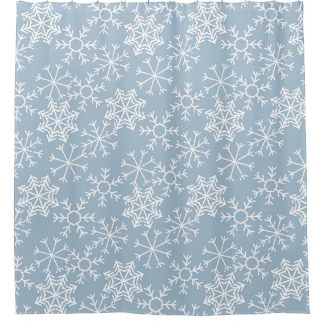 Winter SNOWFLAKES seamless pattern + your ideas Shower Curtain (Front)
