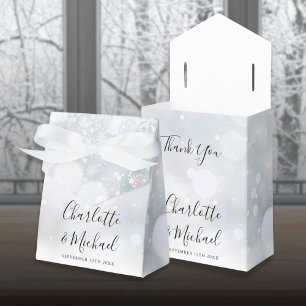 Winter Snowflakes Signature Script Wedding Favour Box