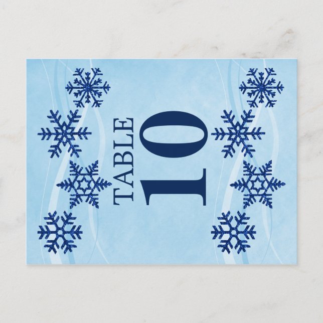 Winter Snowflakes Table Number Card (Front)