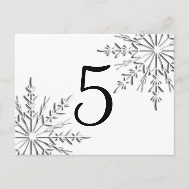 Winter Snowflakes Table Number Postcard (Front)