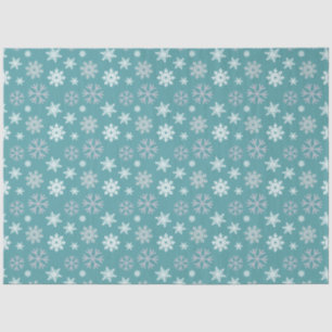Winter Snowflakes Teal Blue Pattern Tissue Paper