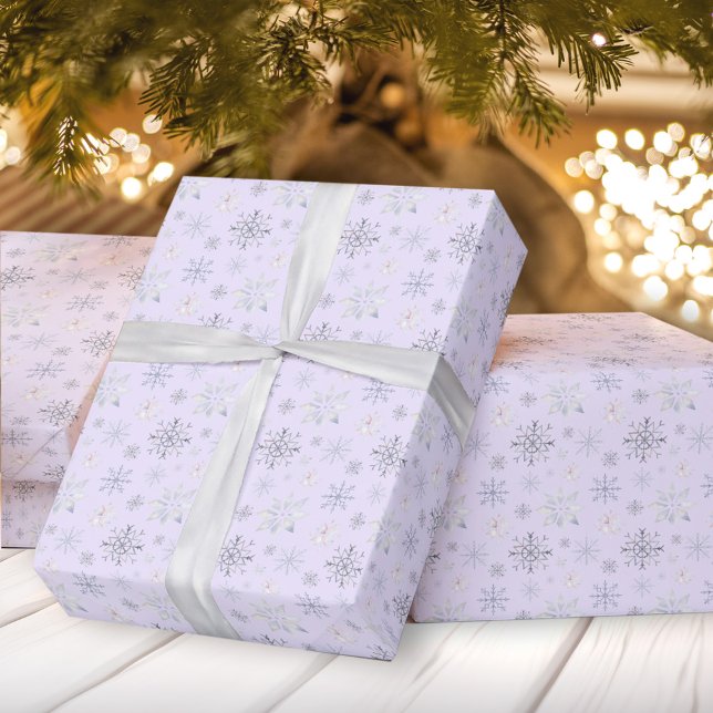 Winter Snowflakes Violet Christmas Wrapping Paper (Winter Snowflakes Violet Christmas Wrapping Paper)
